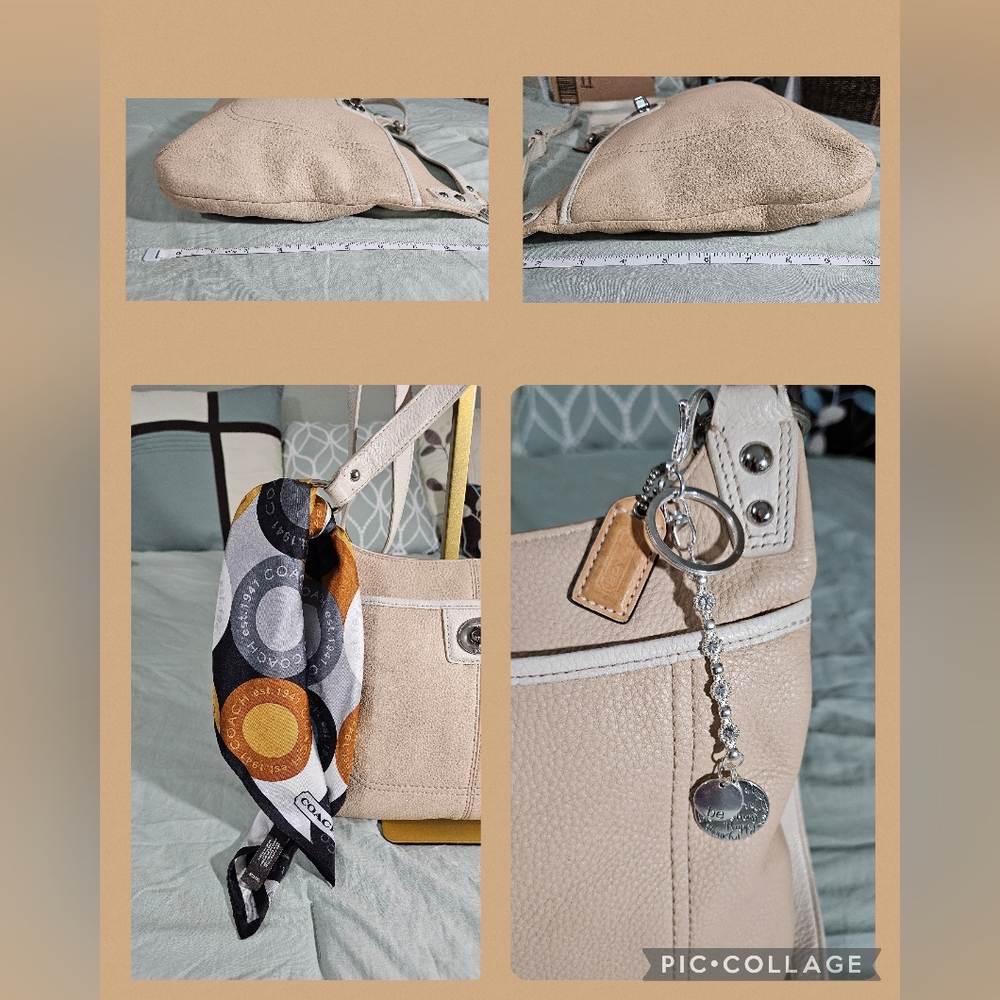 Coach Beige Shoulder Bag with Scarf and Wallet - Picture 2 of 15